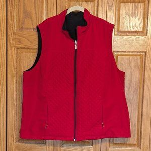 Karen Scott Sport Red Quilted & Black Fleece Reversible Vest  Sz 3X